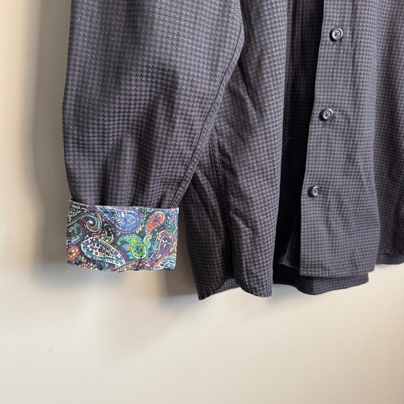 Lipson‎ Contemporary Long Sleeve Casual Dress Shirt Gray/Black Size L Flip Cuffs - Picture 5 of 16